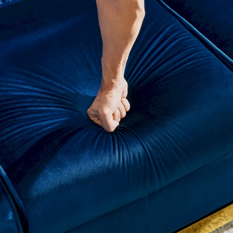 84  Luxury Chesterfield Velvet Sofa with Gold Trim