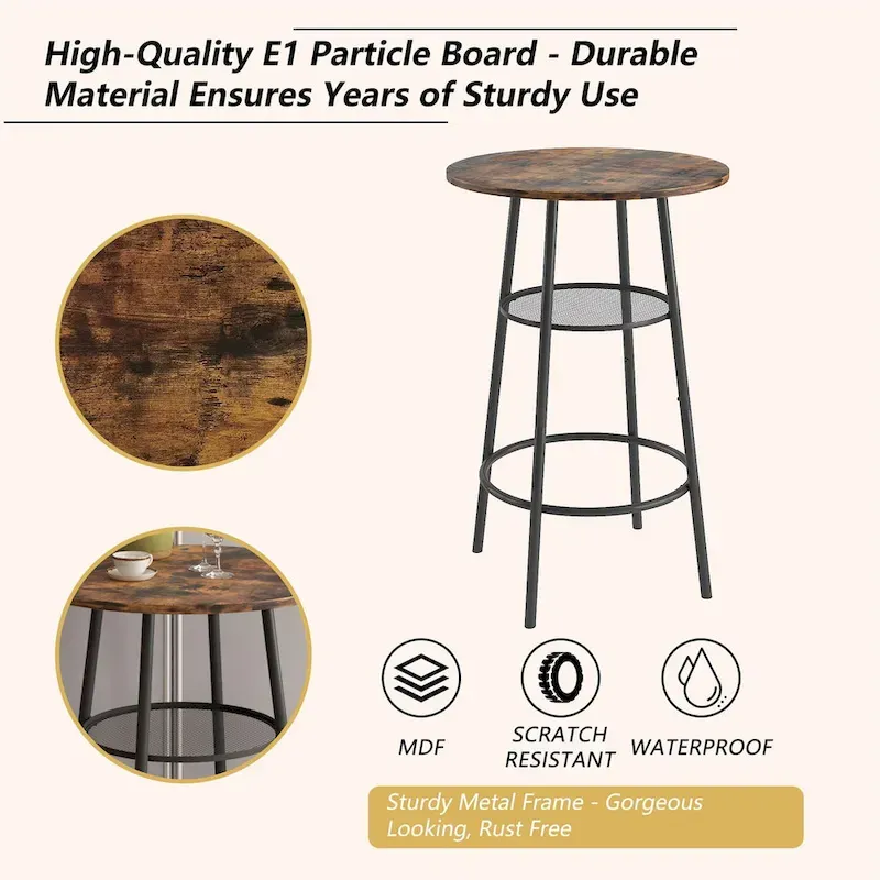 2-Tier Round Bistro Bar Dining Table