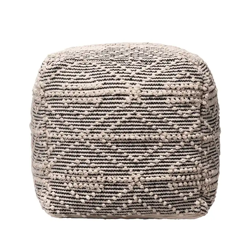 Nuloom Cotton Textured Trellis Ottoman Pouf