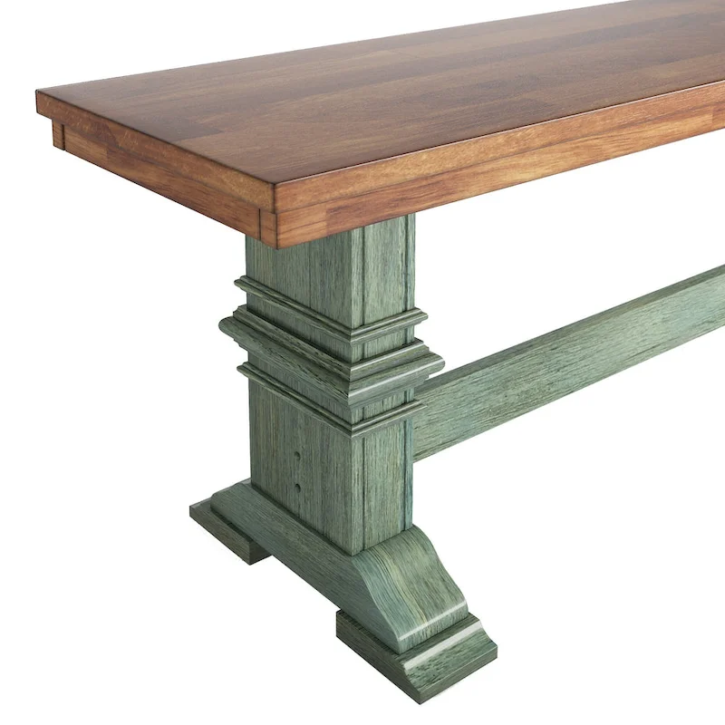 Two-Tone Trestle Leg Wood Dining Bench