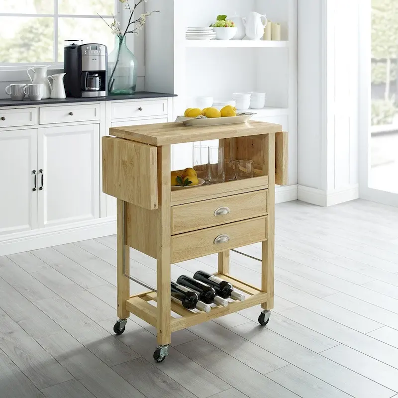 Crosley Bristol Double Drop Leaf Kitchen Cart Natural - 15.13d x 45w x 35.25h