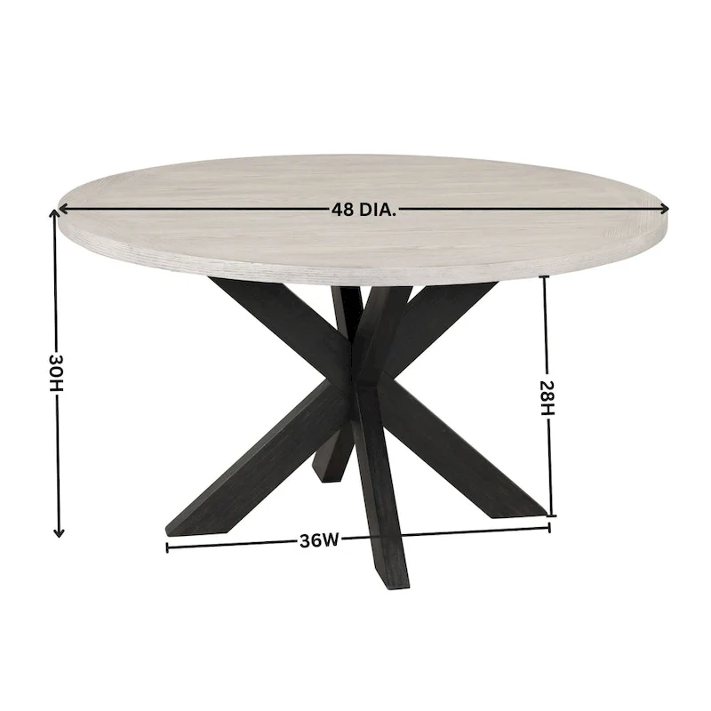Gray Round Dining Table with Criss-Cross Base, Seats 4