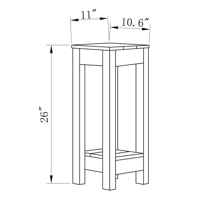 Rustic Farmhouse Solid Wood Accent End Table Sofa Side Table - 11 W x 26 H