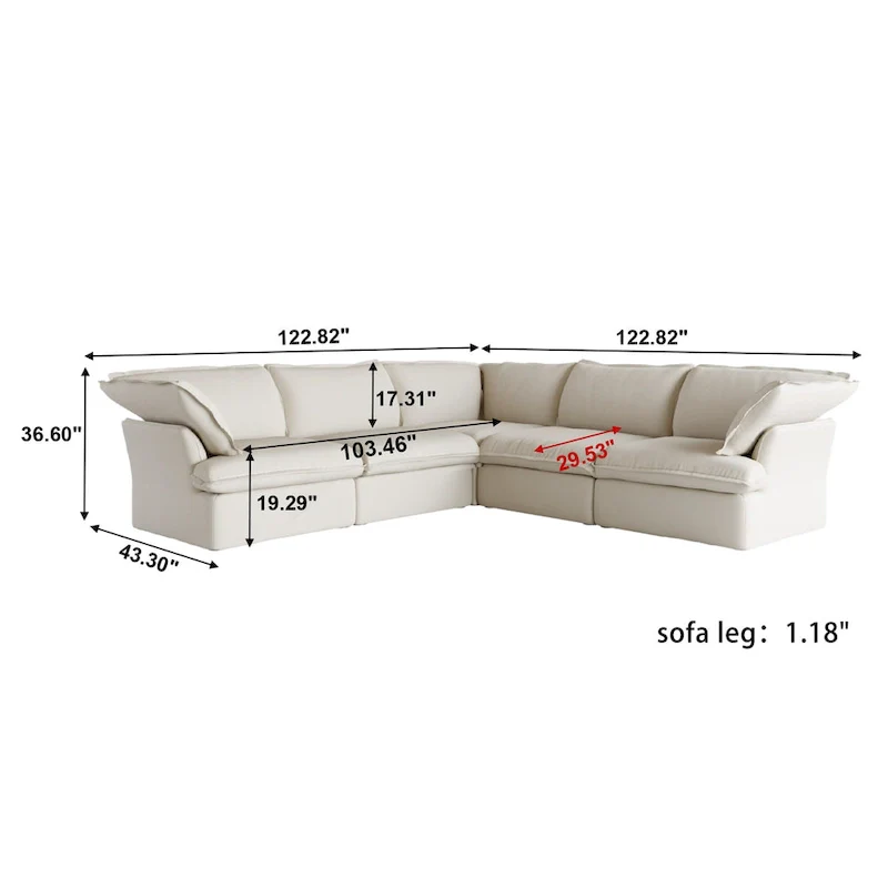L-shape Sectional Sofa Modern Upholstered Modular Sofa