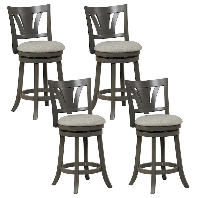 1/2/4 PCS 26.5 Swivel Bar Stool Counter Height w/ Rubber Wood Legs