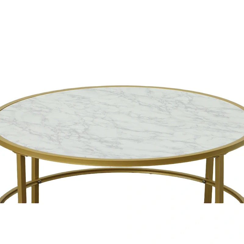 Carolina Living Verazano Faux Marble Top 36 Round Coffee Table - Gold