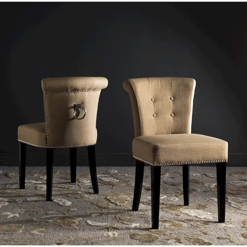 Dining Chair, Beige/Antique Brown/Taupe/Grey/Oyster Grey, Upholstered, Set of 2