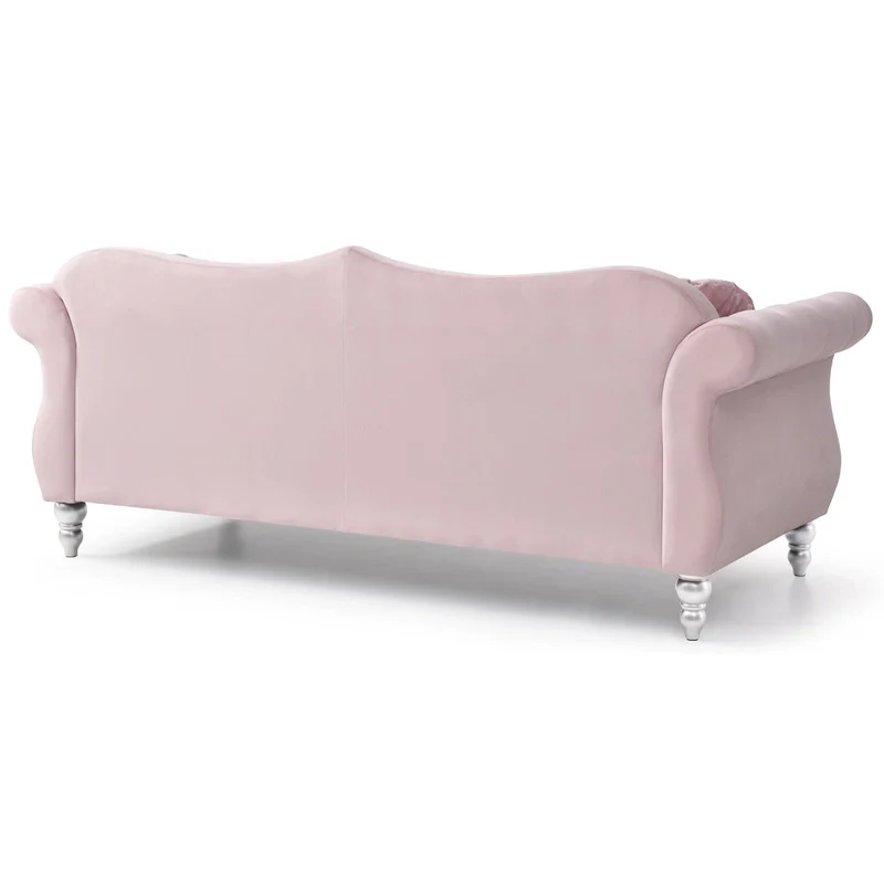 Black / Dark Gray / Burgundy / Navy / Ivory / Pink / Green Velvet Button Tufted Sofa – Glam Style, Seats 3