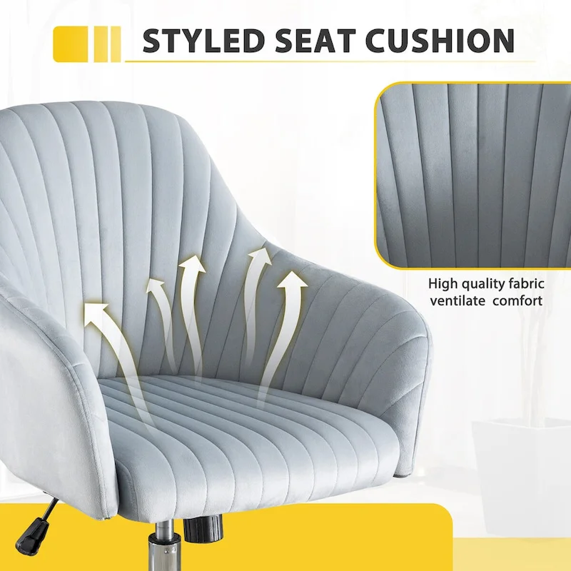 Accent chair Modern home office leisure chair with adjustable velvet height and adjustable casters