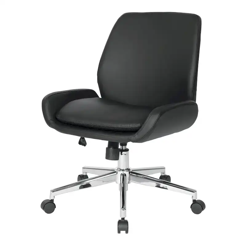 Office Chair with Faux Leather and Chrome Finish Base