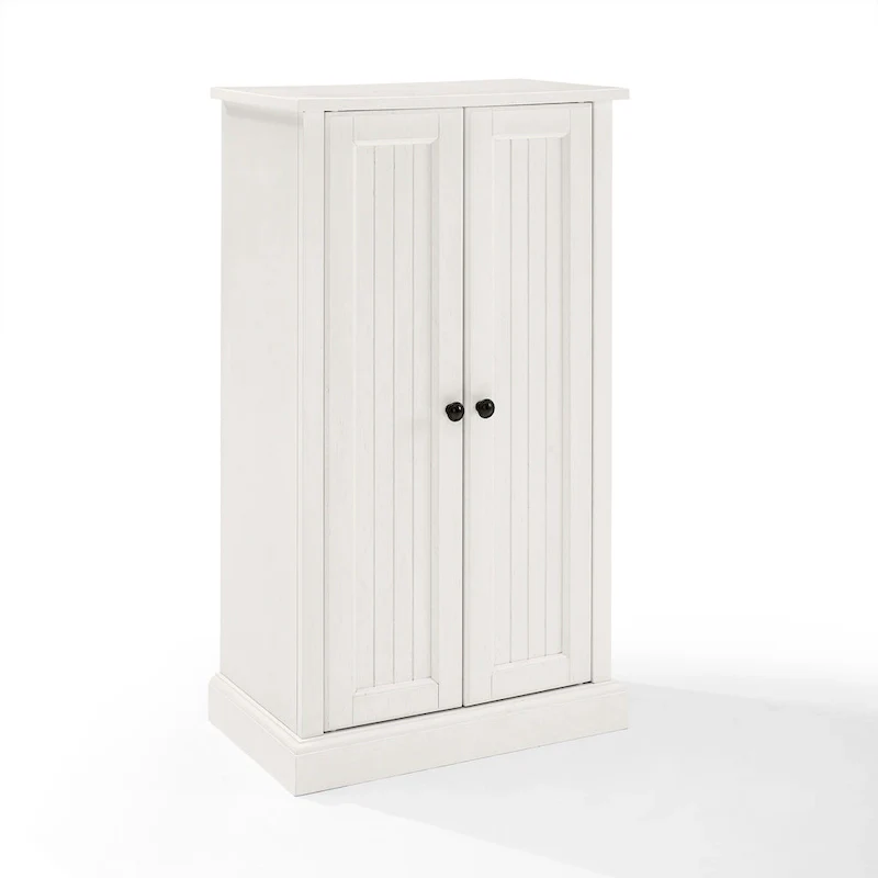 Antique White Coastal Double-Door Accent Cabinet