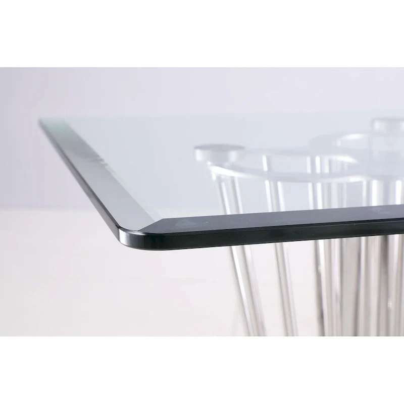 Somette Fiona Rectangular Dining Table with Double Pedestal Base - Silver