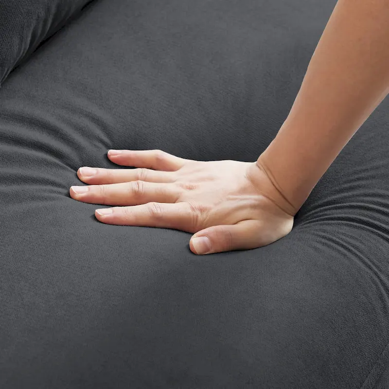 48.82 Small Tufted Loveseat Sofa with 2 Pillows and Tapered Wood Legs