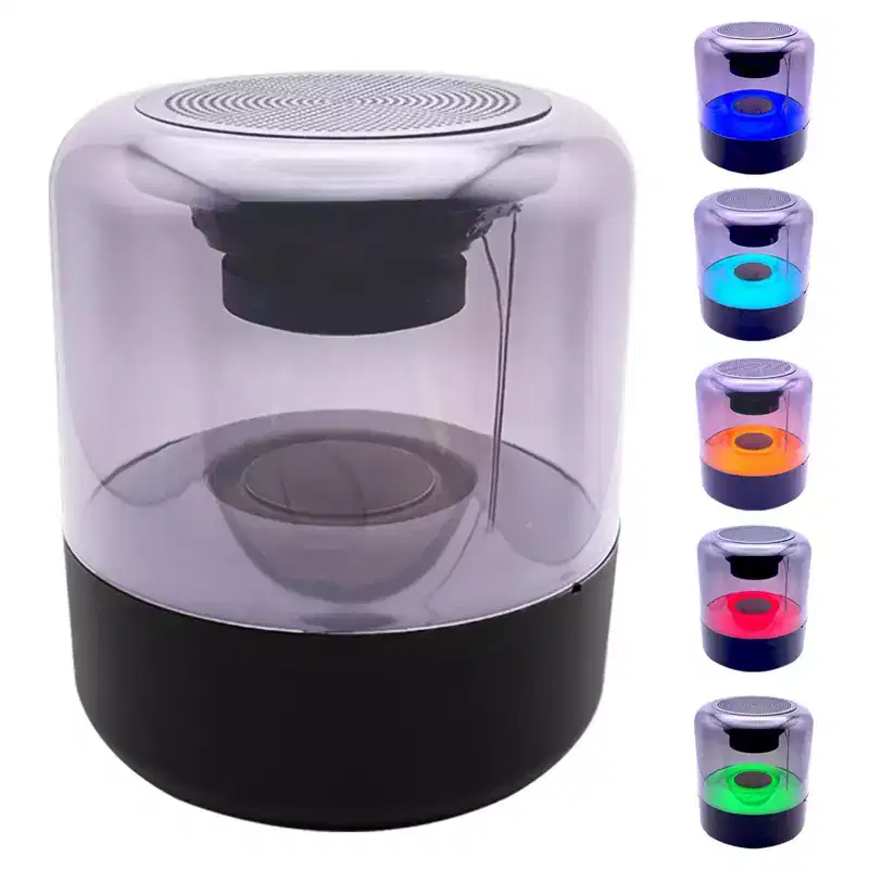 Link LED 3D Multi Color Transparent Bluetooth Cylinder Speaker Great For Bedrooms, Dens, Office and Dorm Rooms Makes A Great Gift