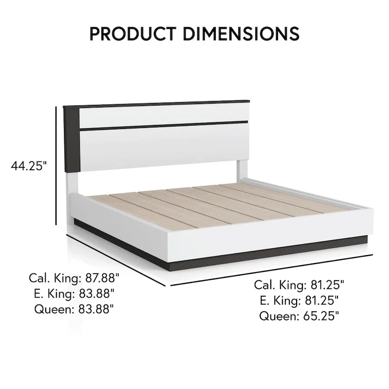 Modern 4-Piece White Wood Platform Bedroom Set