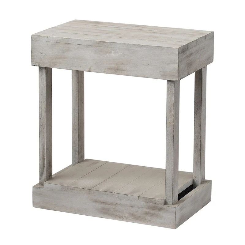Rustic Farmhouse Solid Wood Accent End Table