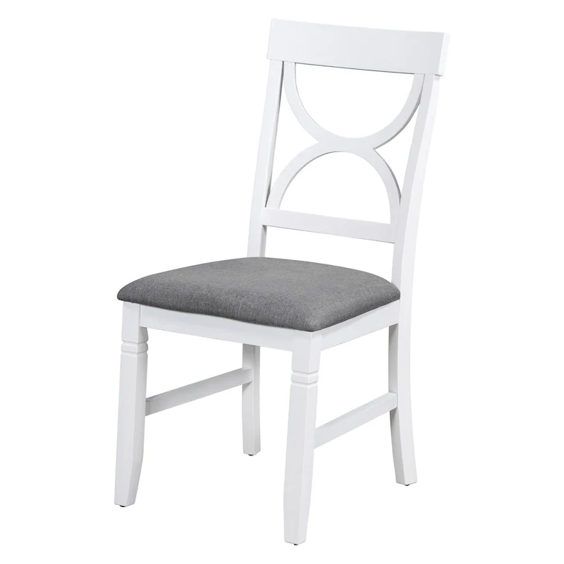 White Farmhouse 6-Piece Wooden Dining Table Set with Rectangular Table & 4 Chairs