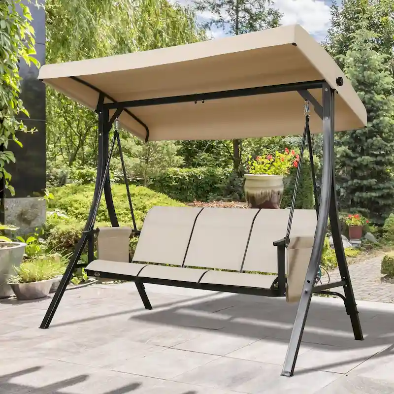 3-Seater Outdoor Porch Patio Hammock Swing Glider Bench