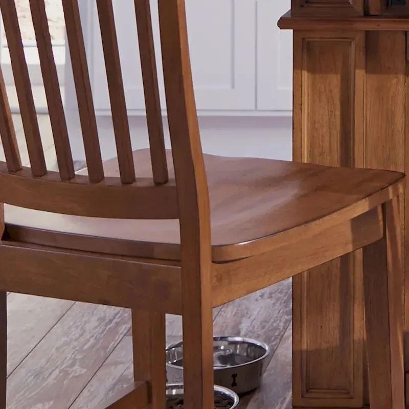 Counter Stool with Oak Finish and Contoured Seat