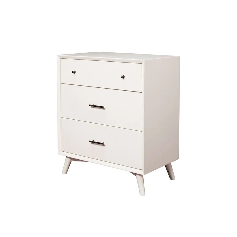 3-Drawer Wood Chest - White/Brown Mid-Century Style