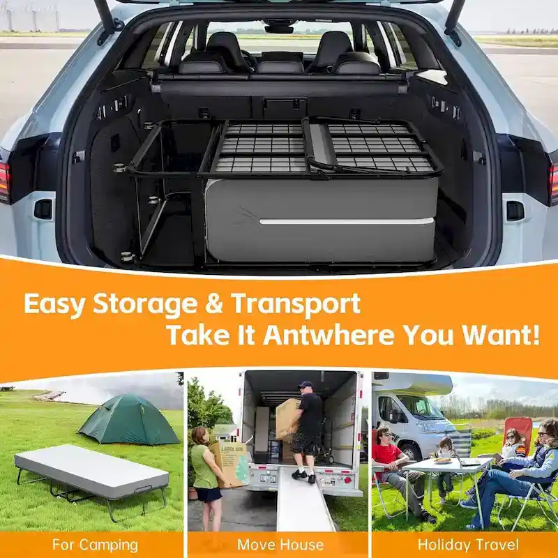 Roll away Space-Saving Sturdy Metal Frame Folding Guest Bed with 5  Thick Mattress