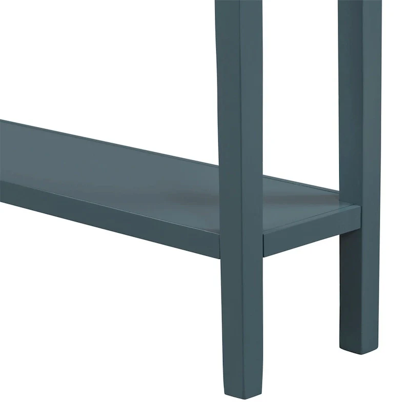 Blue / Brown / Navy Solid Wood Console Table with 4 Drawers & Lower Shelf – Rustic Style, Entryway Use