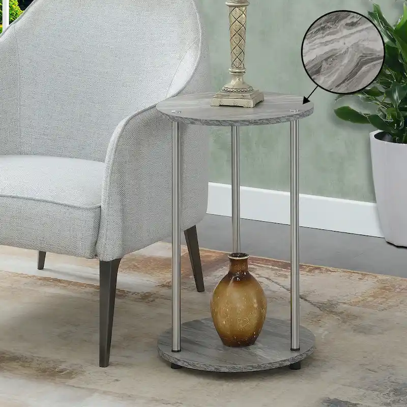 Convenience Concepts  No Tools 2 Tier Round End Table