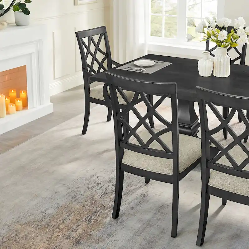 Modern Dining Chairs with Armrests and Upholstered Seat - 2 Pack