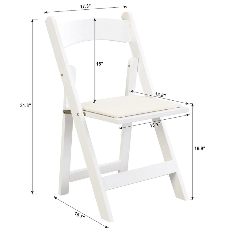 Upholstered Folding Chair,Space Saving, Easy To Carry, ,4PCS,Beige cushion/white shelf,Dining room