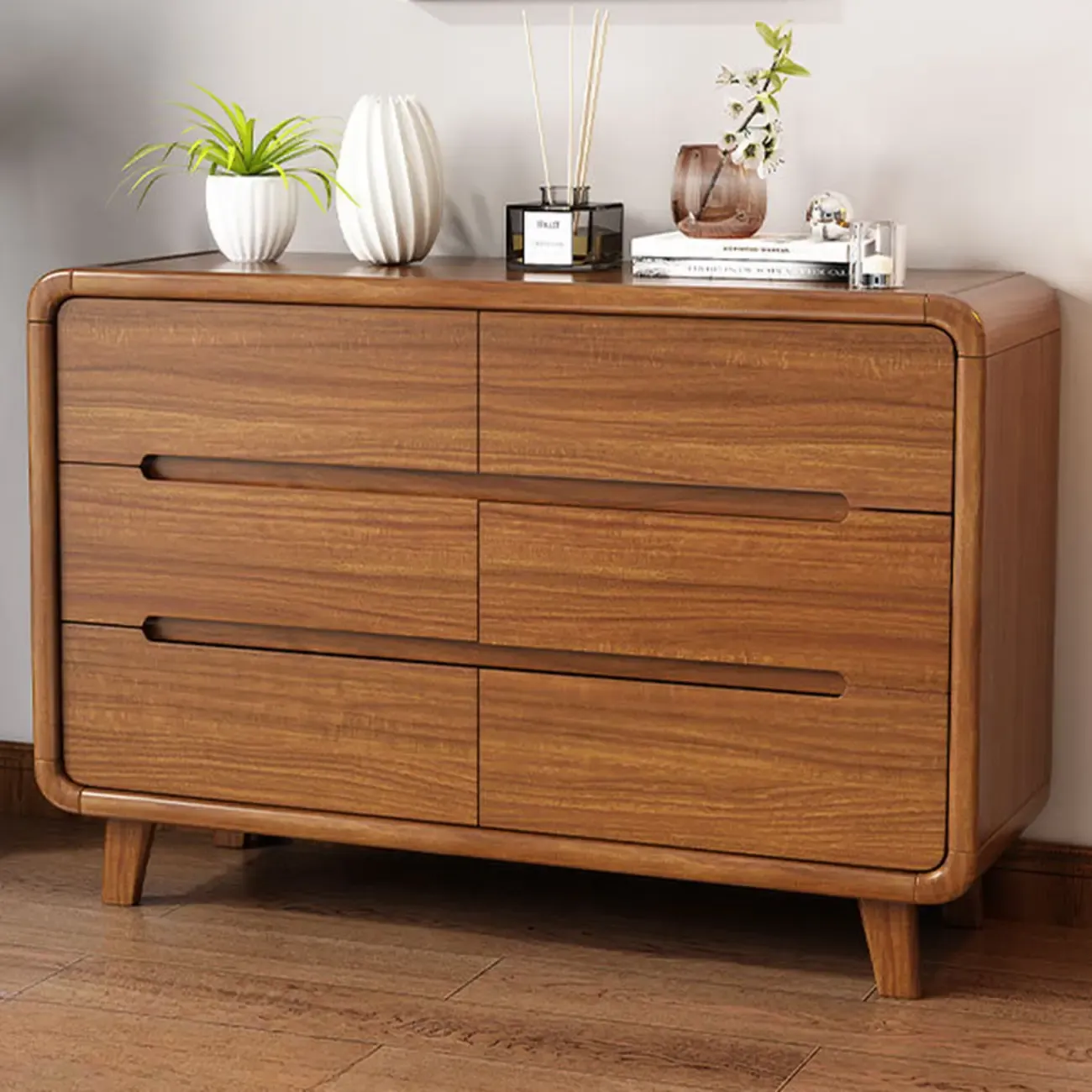 Elegant Large Brown White Wood Bedroom Chests with 9 Drawer