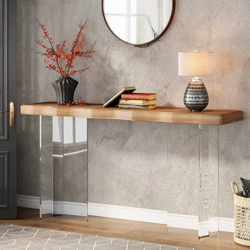 47 Inche Console Sofa Hall Table with Acrylic Legs for Entryway,Hallyway Accent Tables