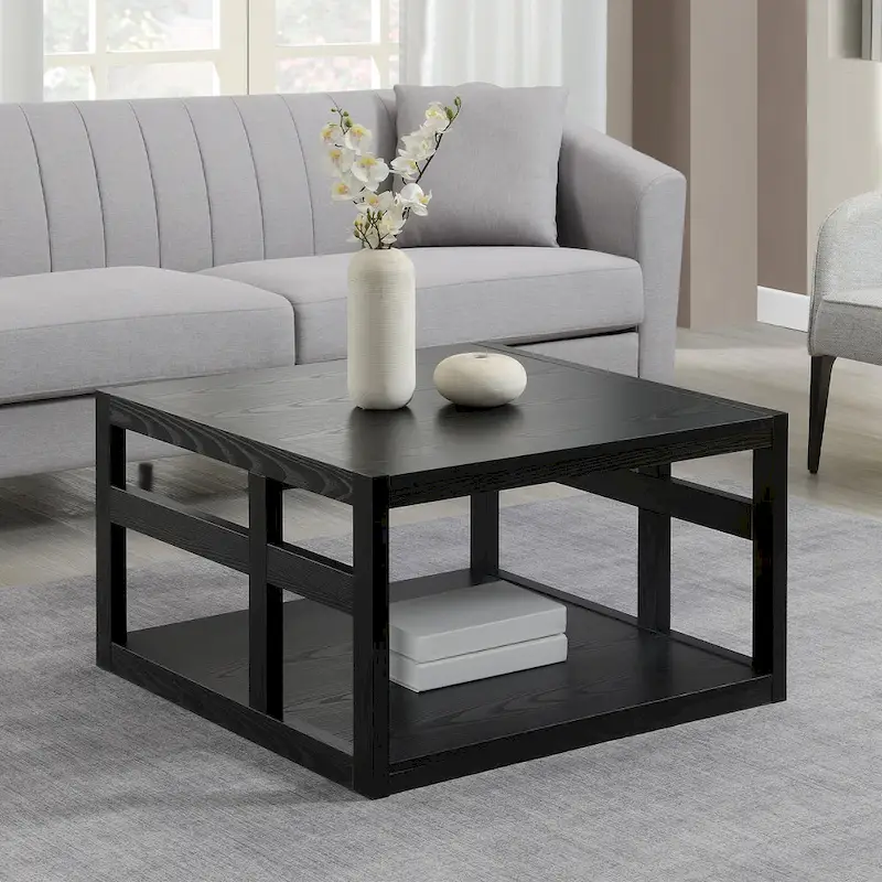 Square coffee table with shelves