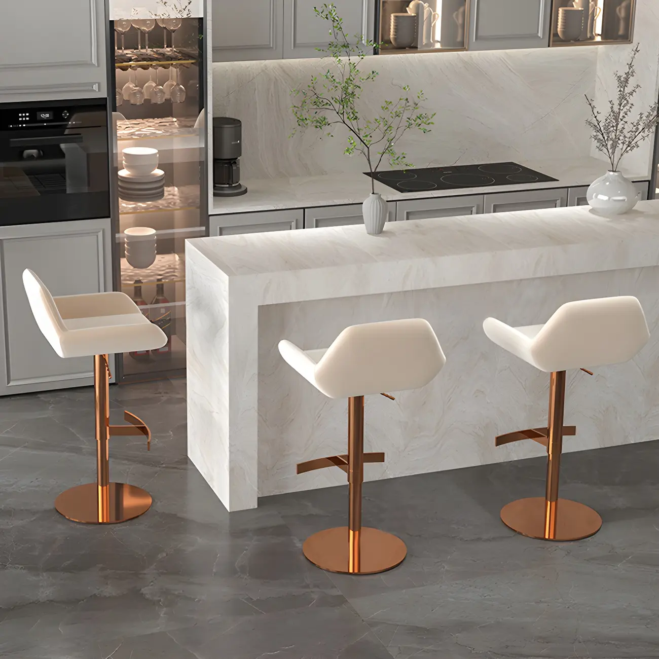 Glossy Metal Bucket Swivel Adjustable Bar Stools