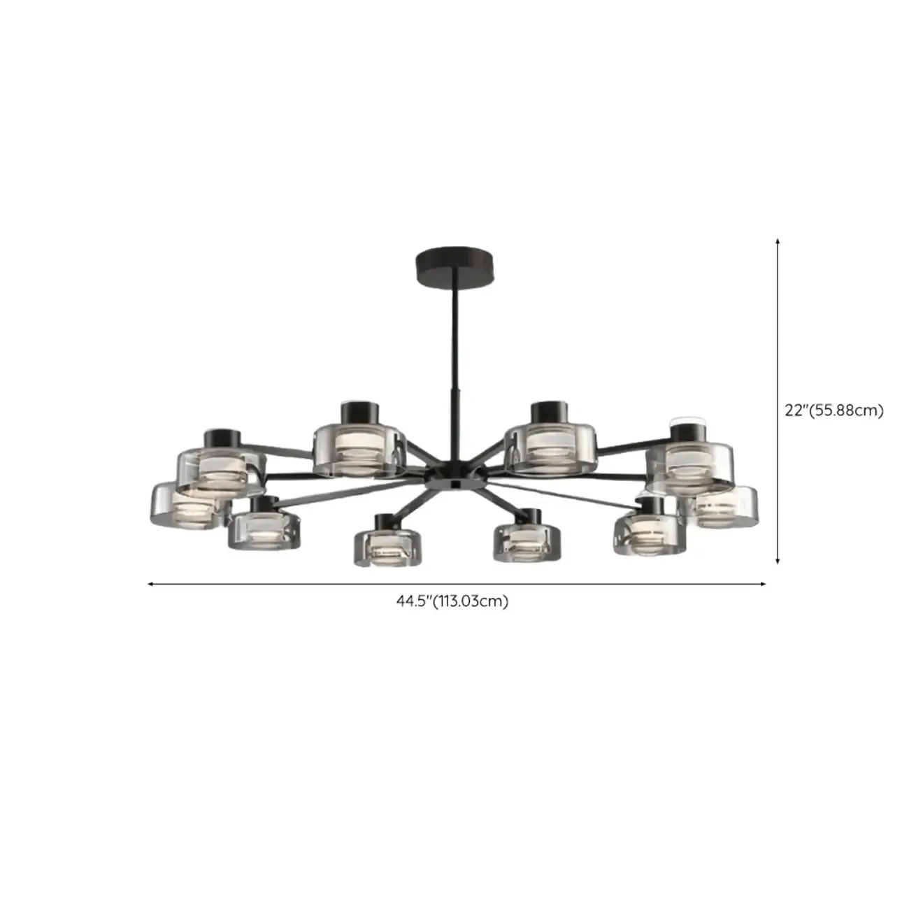 Modern Black Circle Round Glass LED Chandelier