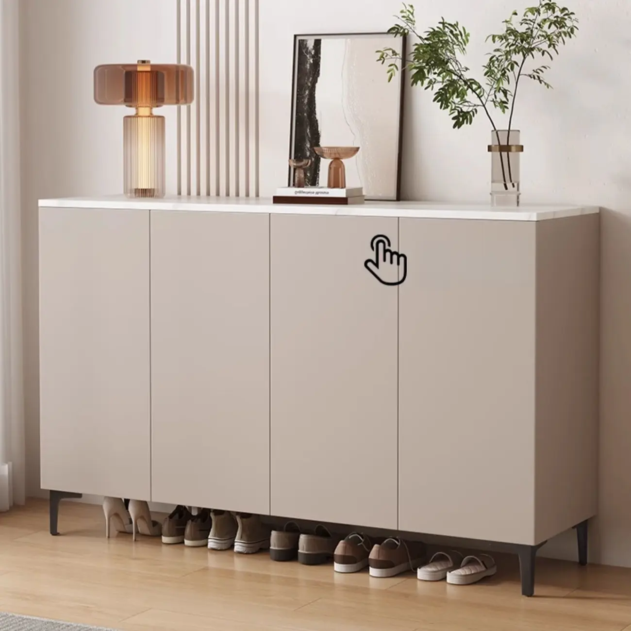 5-Tier Compact Modern Off-White Entryway Shoe Cabinet