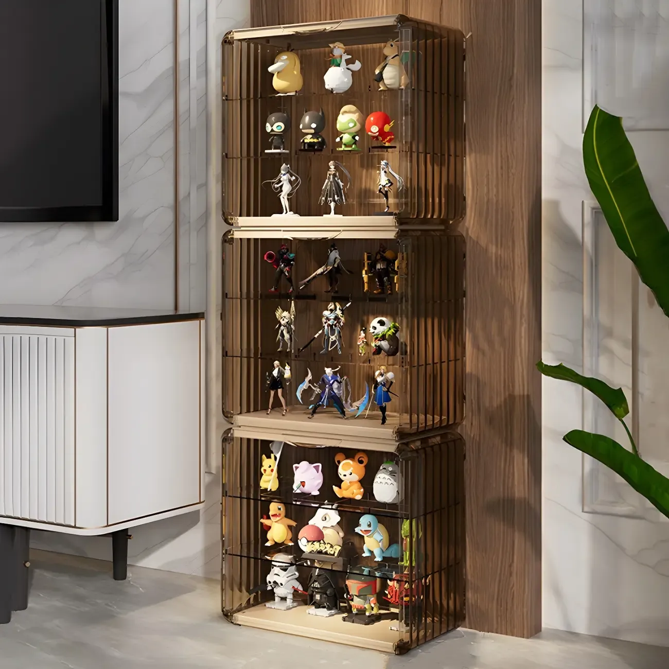Living Room Stackable Clear Acrylic Display Cabinet