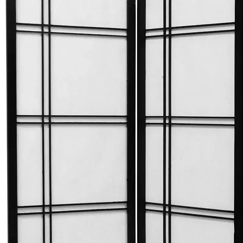 6 ft. Tall Double Cross Shoji Screen - Black (4 Panels)