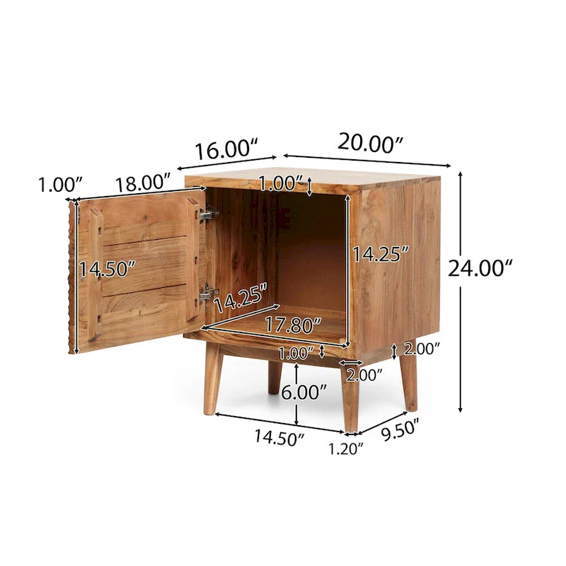 Eakins Handcrafted Boho Acacia Wood Nightstand by Christopher Knight Home