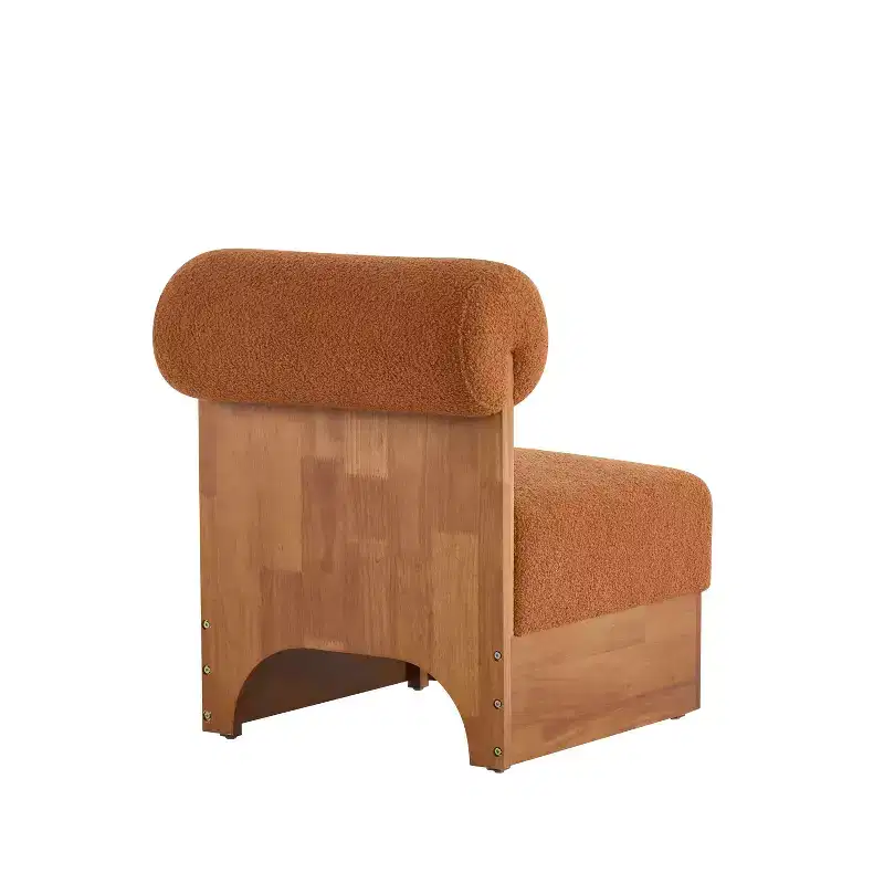 Vatros Modern Boucle Lounge Chair with Solid Wood Frame and Rolled Backrest