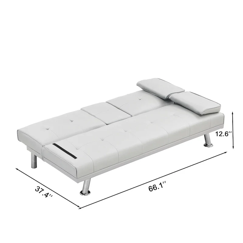 66.1  PVC Loveseat Sofa Bed with Wood Frame and Stainless Legs