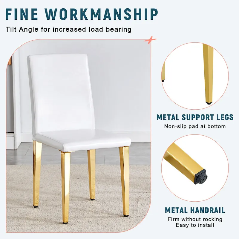 Dining Chairs Set of 4,Modern Kitchen & Dining Room Chairs,Faux Leather Cushion Seat Metal Legs