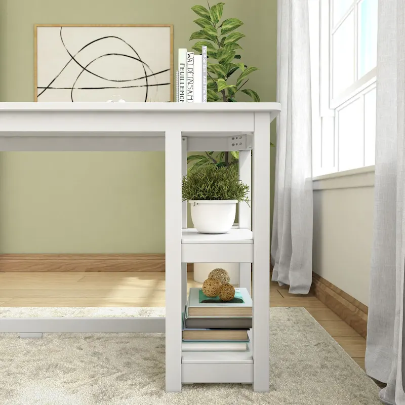 Plank and Beam Desk with Bookshelves