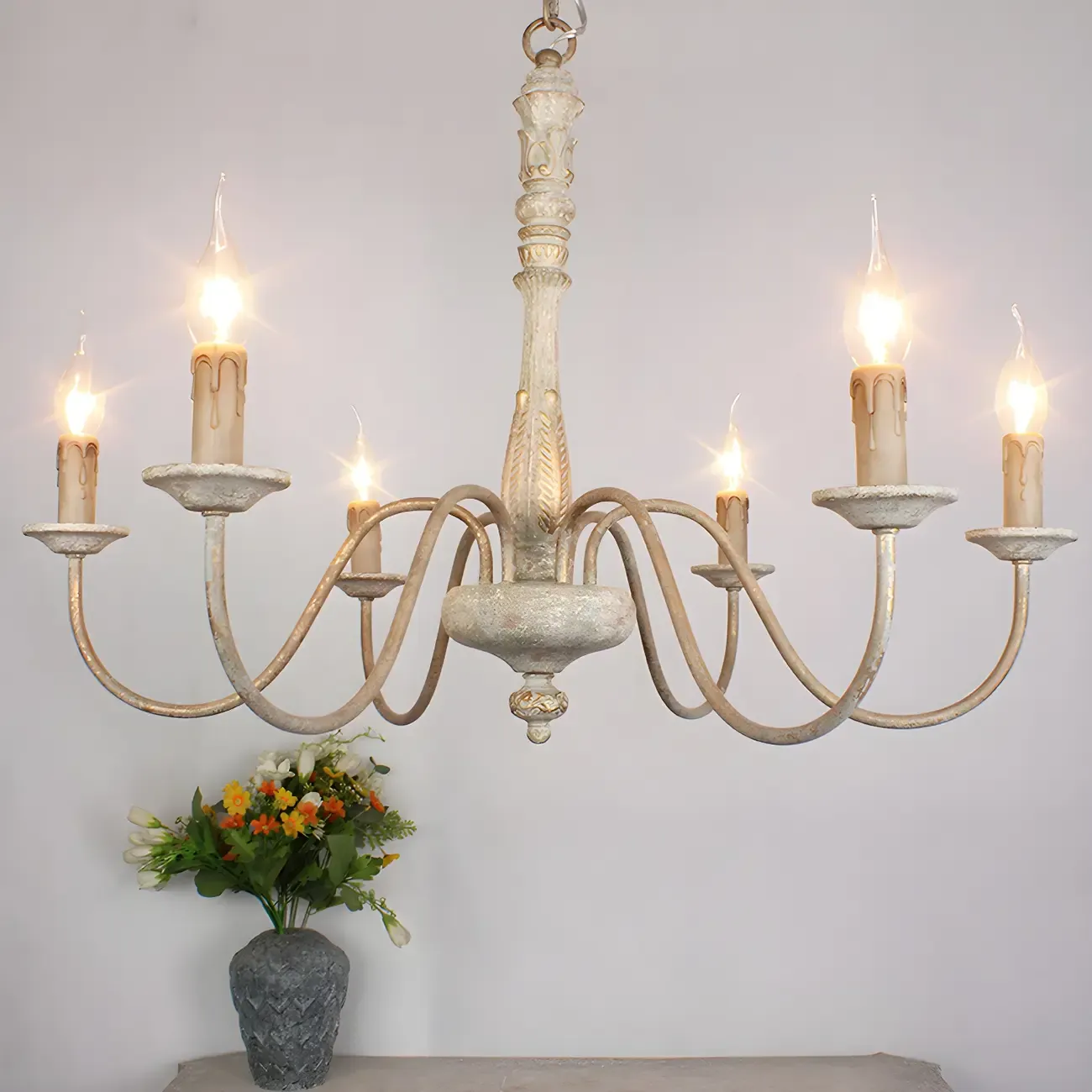 Traditional Adjustable 6-light Empire Wood Candelabra Chandelier