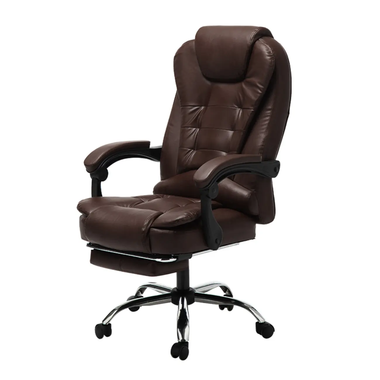 Executive Ergonomic Black Leather Swivel Reclining Office Chair