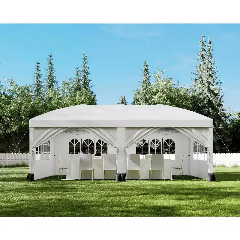 Heavy Duty Pop Up Canopy Tent 10x20 FT with 6 Sidewalls, Waterproof Commercial Gazebo, Adjustable Party Tent