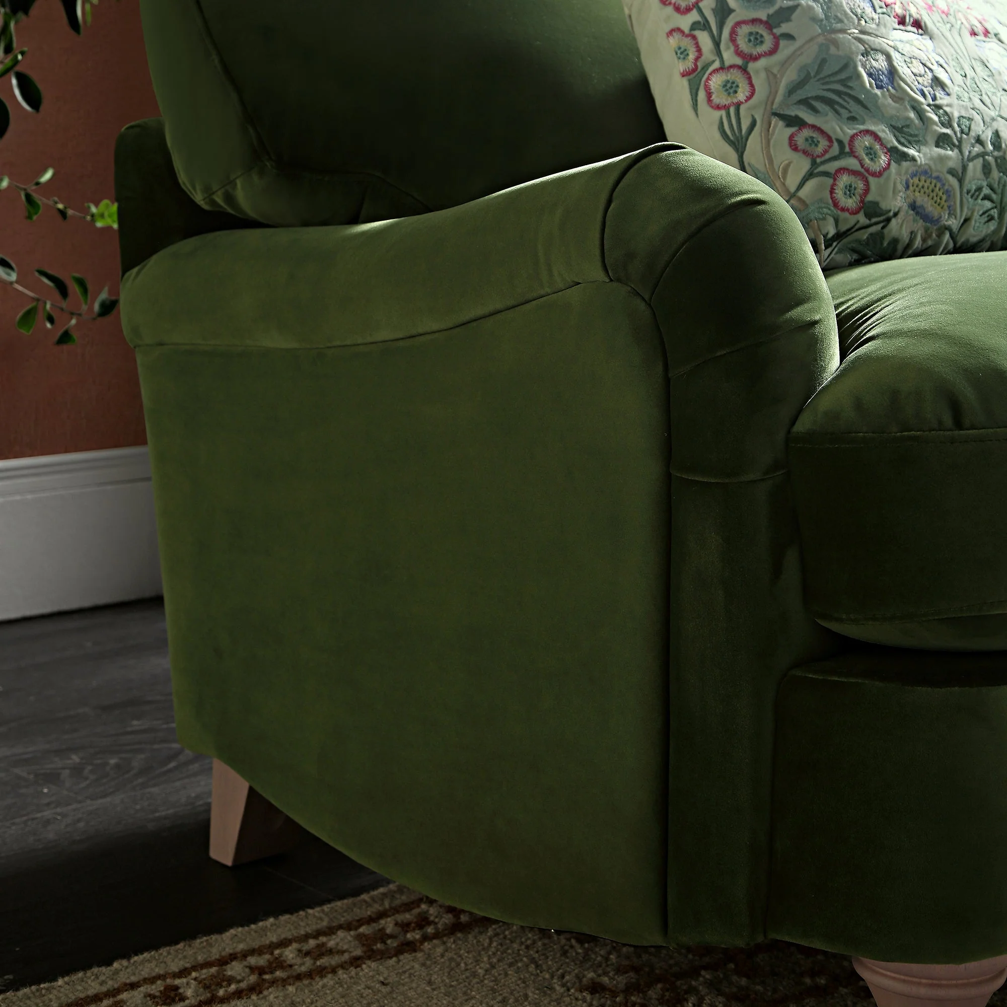 Fern Green Velvet Sofa, 1-Seater