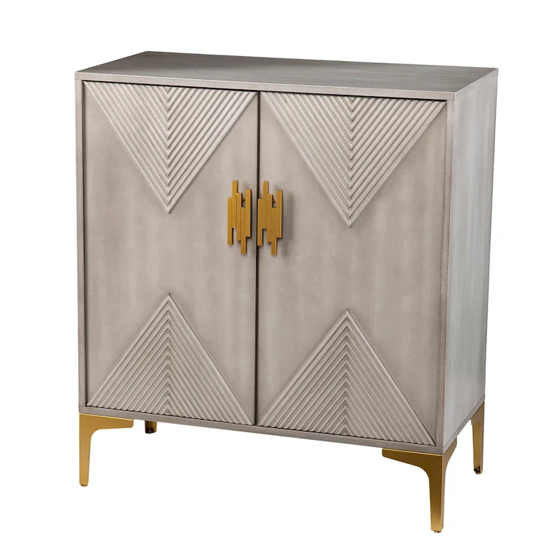 Laurelvale Grey Wood Cabinet w/ Goldtone Legs/Pulls