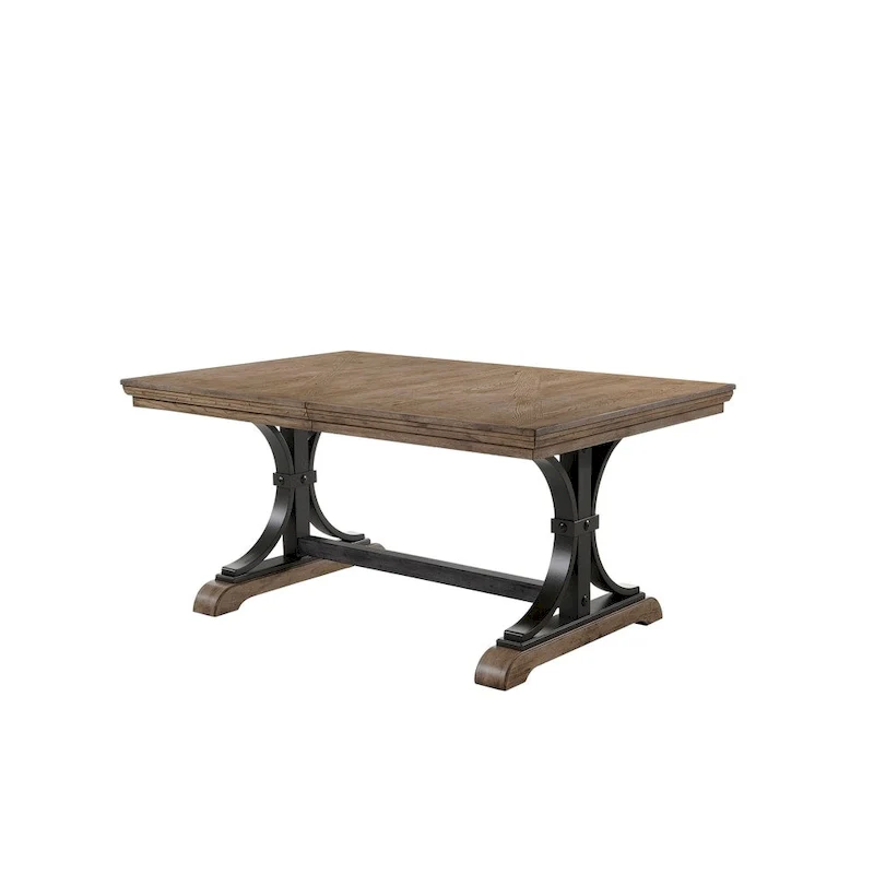 Brown, Trestle Style, Extendable Dining Table for 6–8