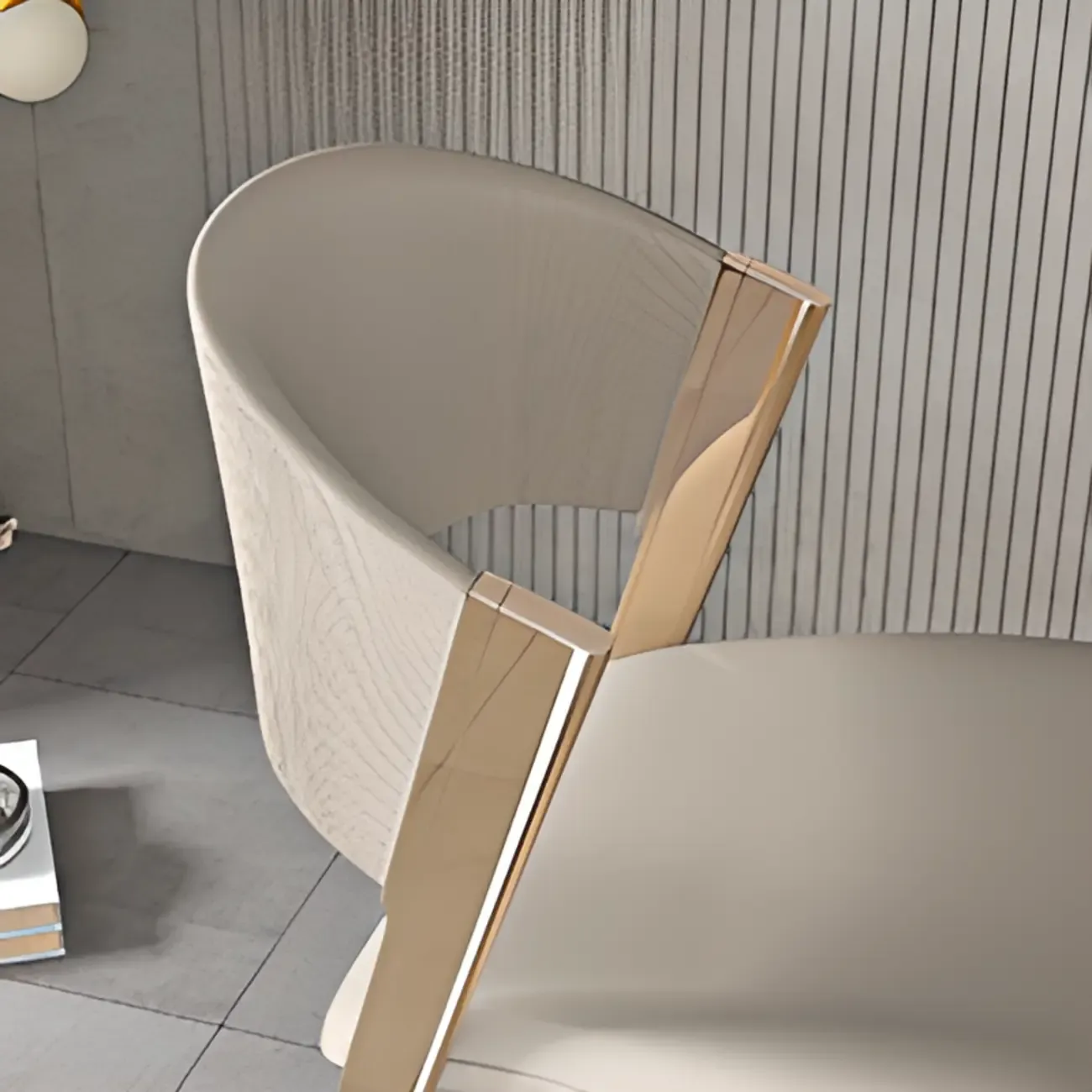 Glam Modern Low Back Faux Leather Dining Chair