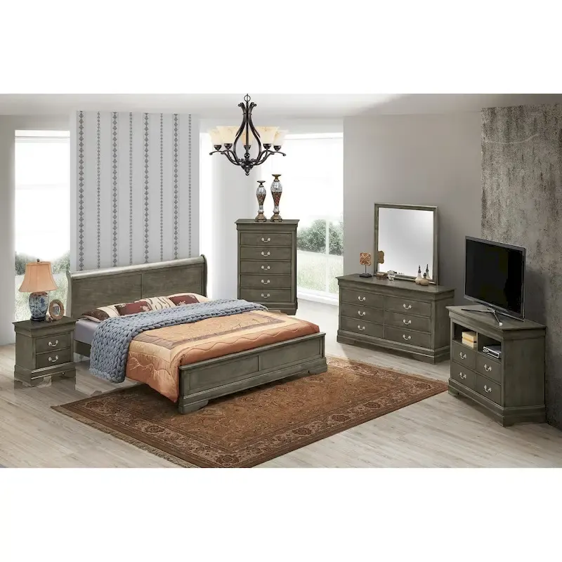 Black / Grey / White / Cappuccino / Cherry King Panel Bed – Traditional Style, Sleeps 2